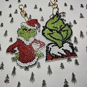 The GRINCH  Completed diamond Art Sealed Christmas Ornament Lot Of 2